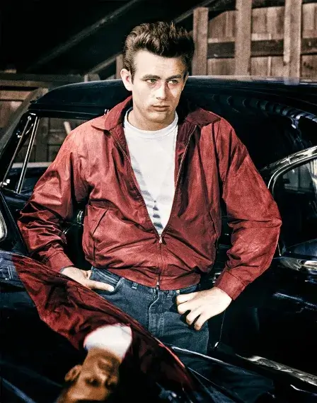 image of james dean's iconic red jacket from "Rebel Without a Cause"