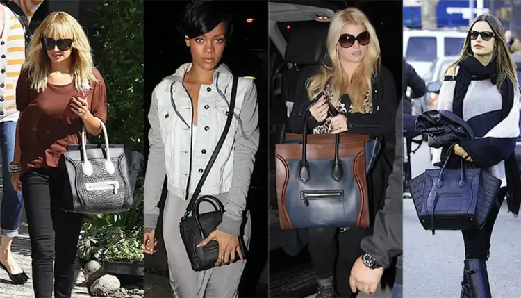 Collab image of celebrities carrying the celine tote bag