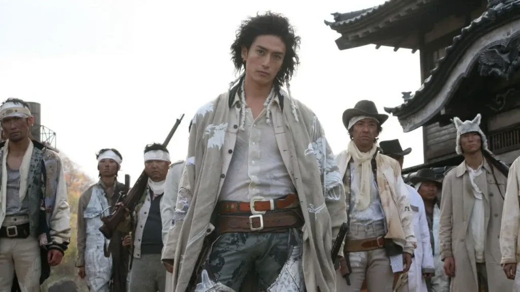 Image from the movie sukiyaki western Django. showing a Japanese take on American western fashion